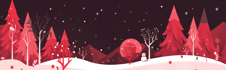 Flat design cute christmas background in red colors. AI Generated