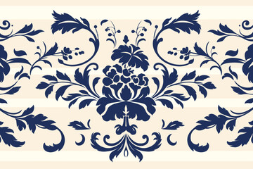 Damask stripe pattern, wallpaper, background, hand-drawn cartoon Illustrations in minimalist vector style