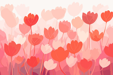 Ombre floral pattern, wallpaper, background, hand-drawn cartoon Illustrations in minimalist vector style