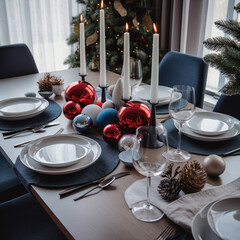 Christmas holidays table setting concept.Background