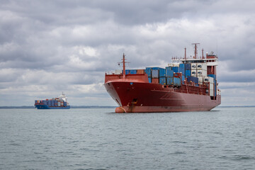 Container Ships Anchored in Dublin Bay, Ireland