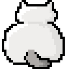 behind cute cat cartoon pixel art icon 8 bit illustration
