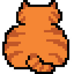 behind cute cat cartoon pixel art icon 8 bit illustration