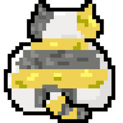 behind cute cat cartoon pixel art icon 8 bit illustration