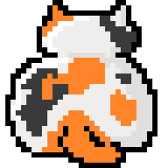 behind cute cat cartoon pixel art icon 8 bit illustration