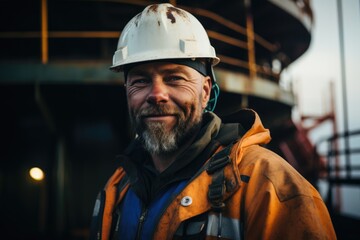 Portrait of a Caucasian man working in a oil refinery - Powered by Adobe