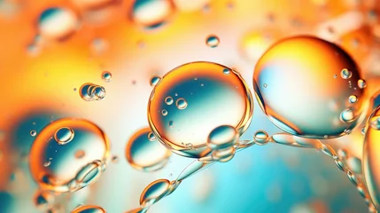 Fotobehang background oil bubbles shiny illustration water drop, liquid gold, organic olive background oil bubbles shiny © sevector