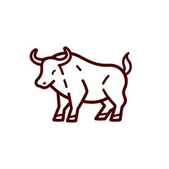 Bullish market vector icon in minimalistic, black and red line work, japan web