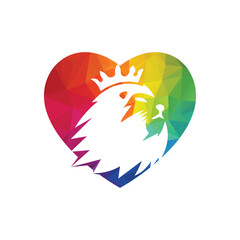 Lion head logo design template. Love king logo design.
