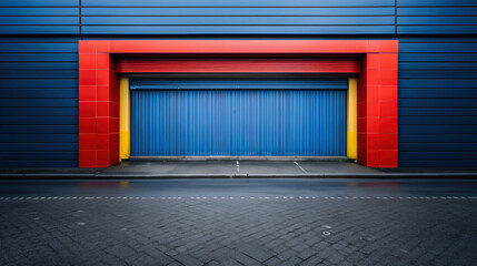 Closed blue roller shutters