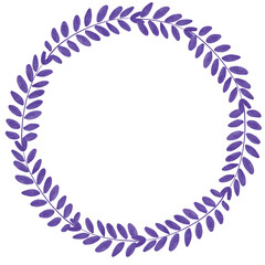 Watercolor circle leaf wreath frame