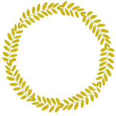 Watercolor circle leaf wreath frame