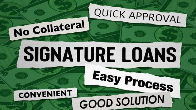Signature Loans Headlines Financial Borrow Money No Collateral Fast Funds 3d Animation