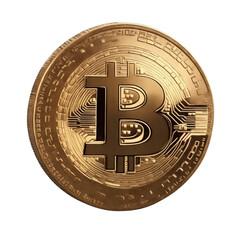 gold bitcoin coin on white isolated background graphic