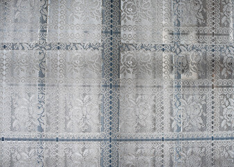 Close up of a Fabric. Curtain Fabric. White Lace Curtains on a Window. Floral Lace Texture. Window Photography. 