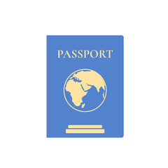 Blue color passport. A foreign passport on white background. Document for travel and immigration.  Vector illustration