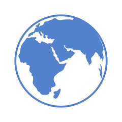 Earth contour blue color on white background. Vector illustration