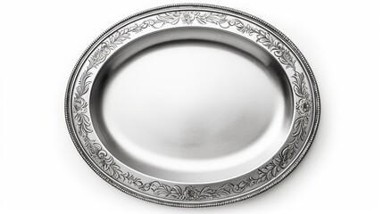 Vintage silver plate isolated on white