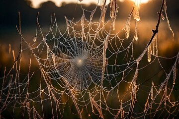 spider web with dew drops
 4k HD quality photo.