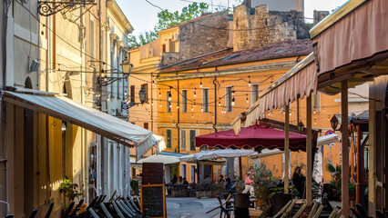 Splendid morning evening of Alghero town, Province of Sassari, Italy, Europe. Amazing spring scene of Sardinia island. Traveling concept background. 
