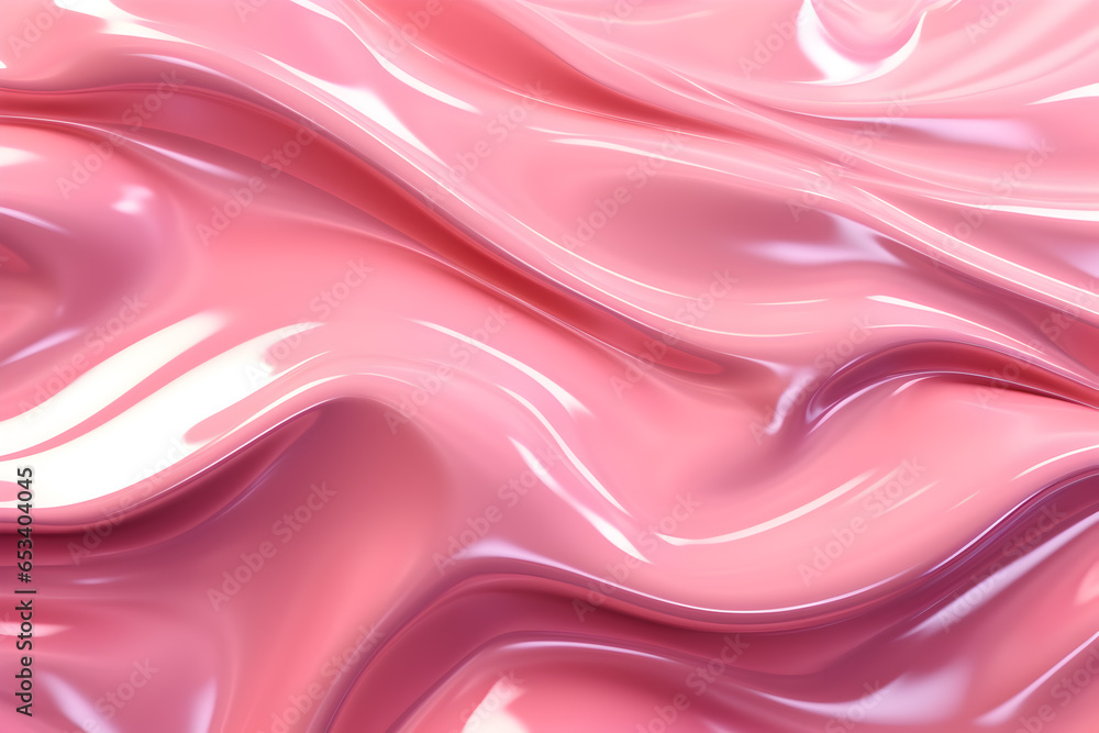 Fototapete 3d rendering curve dynamic pink fluid liquid wallpaper. light metal color colorful swirl gradient me
