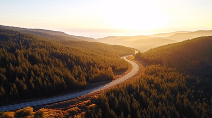 The journey through the beautiful autumn nature was marked by winding roads and a stunning sky..