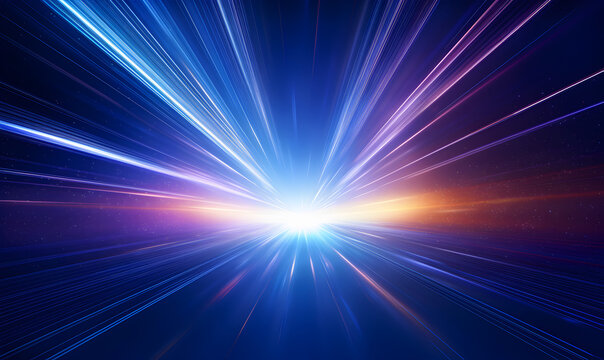illustration imaginant le passage de la vitesse de la lumi&egrave;re comme un tunnel lumineux