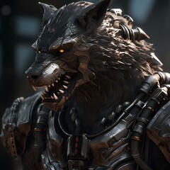 a werewolf wearing armor