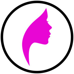 Young woman logo icon with black silhouette without background