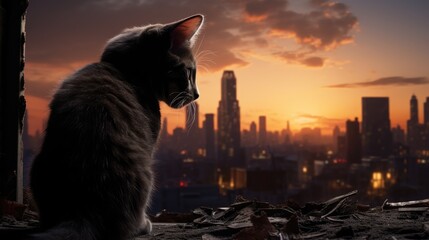 urgent issue of abandoned pets at sunset, emphasizing the importance of animal rescue and care - obrazy, fototapety, plakaty