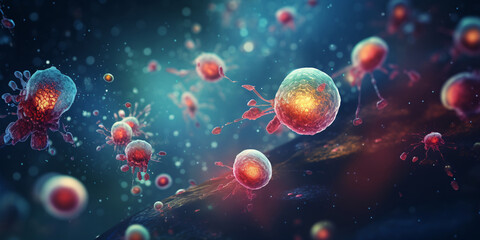 Explore a 3D cellular science backdrop, delving into the world of microscopic molecular concepts..