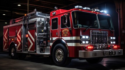 precision and power of a parked fire truck, the guardian of urban safety