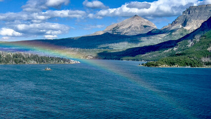 Mountain lake rainbow