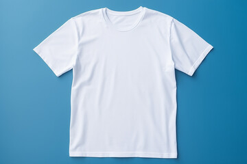 A clean white t-shirt for text on a blue background