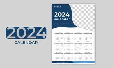 Obraz premium 2024 wall calendar design single page