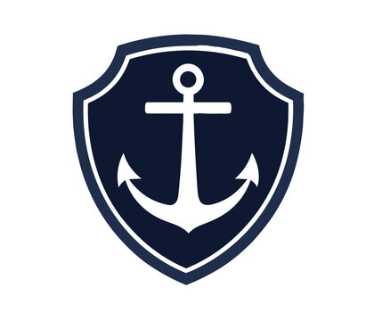 Anchor logo design shield rope Vector illustration png on white background
