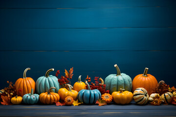 Autumn Thanksgiving Colorful Setting Background - obrazy, fototapety, plakaty