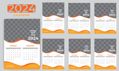 vector modern design 2024 calendar template