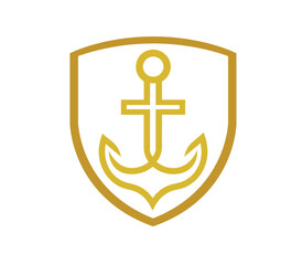 Anchor logo design shield rope Vector illustration png on white background