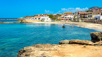 colorful and scenic view at Scoglio Lungo Beach at Porto Torres Sardinia