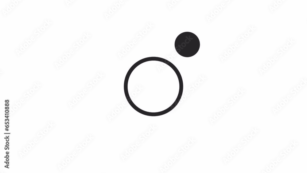 Poster dot rotating around blank circle bw 2d element animation. point spinning around round outline flat u