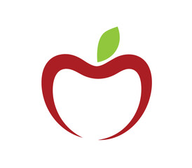 Apple with green leaf for logo design Vector illustration PNG on white background