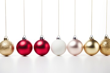 Obraz premium Christmas holiday balls hanging on white background