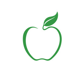 Apple with green leaf for logo design green fruit Vector illustration PNG on white background