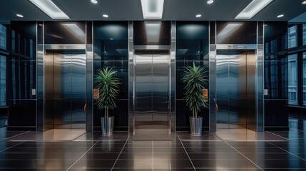 Obraz premium synergy of architecture and urban living through elevator interiors in modern buildings