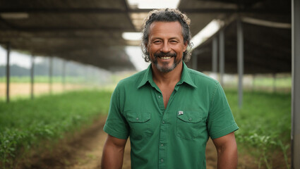 Homem em sua agricultura sorrindo variação 4 - obrazy, fototapety, plakaty