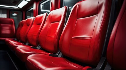 Fototapeta premium Travel in style! spaciousness of your urban transit with this captivating image of vacant bus seats.