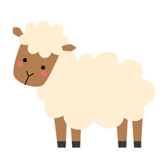 Cute cartoon sheep. Funny hand drawn farm animal in Scandinavian doodle style. The colorful limited palette is ideal for printing.