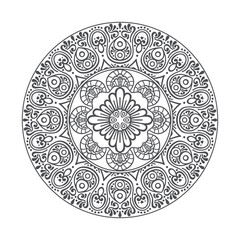 Circular pattern in the form of a mandala, Decorative pattern in oriental style. Coloring book page.