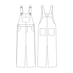 template bib overall vector illustration flat design outline clothing collection